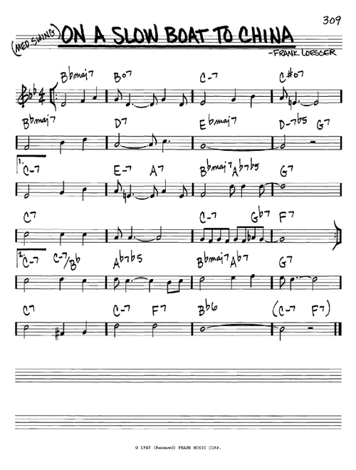 On A Slow Boat To China - Frank Loesser (Real Book - Melody-Chords)
