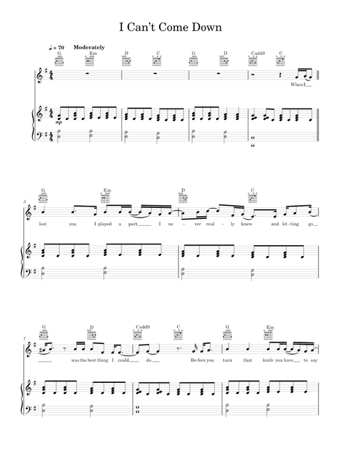 I Can't Come Down - Fatal Embrace (Piano-Voice-Guitar)