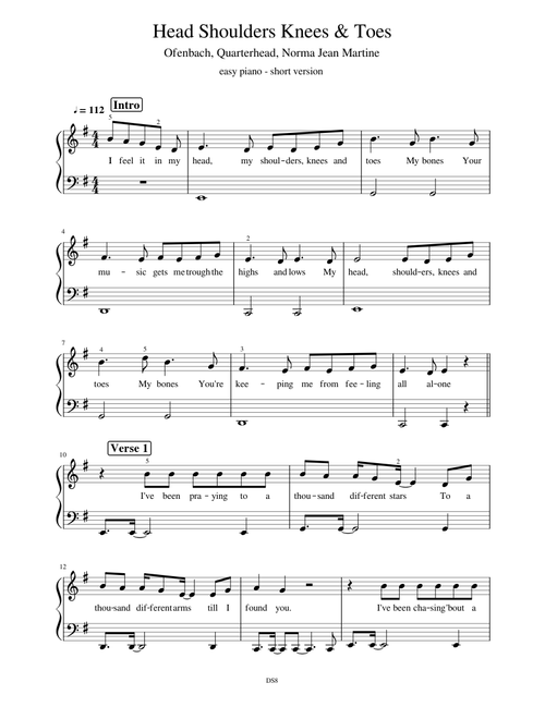 Head Shoulders Knees Toes - Ofenbach, Quarterhead, Norma Jean Martine - Easy Piano