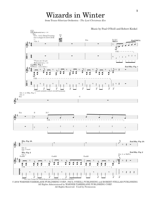 Wizards In Winter - Trans-Siberian Orchestra (Guitar Tab)