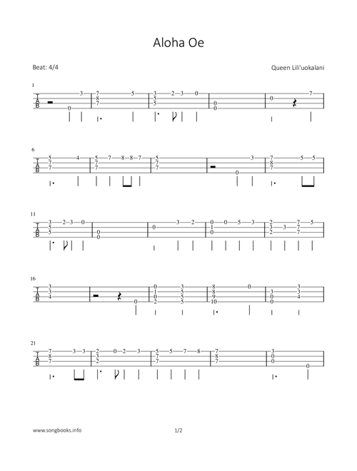 Aloha Oe (Arr. Bettina Schipp) - Queen Lili'uokalani (Ukulele)