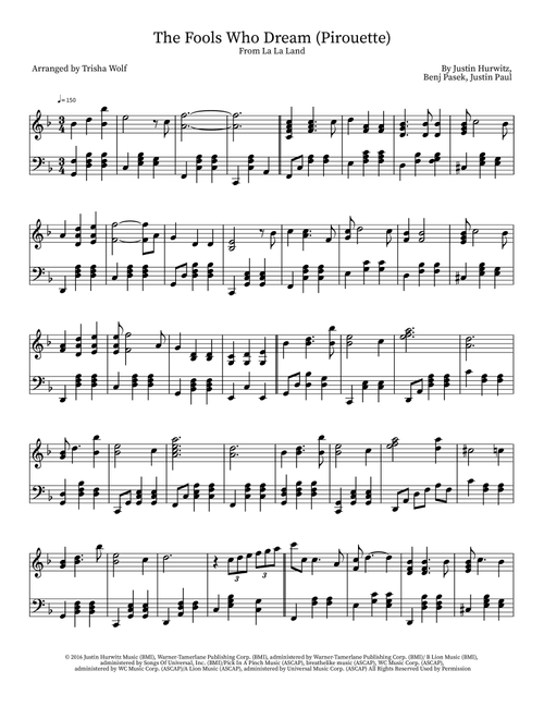 Audition (The Fools Who Dream) (Arr. Trisha Wolf) - Justin Hurwitz, Benj Pasek, Justin Paul (Piano Solo)