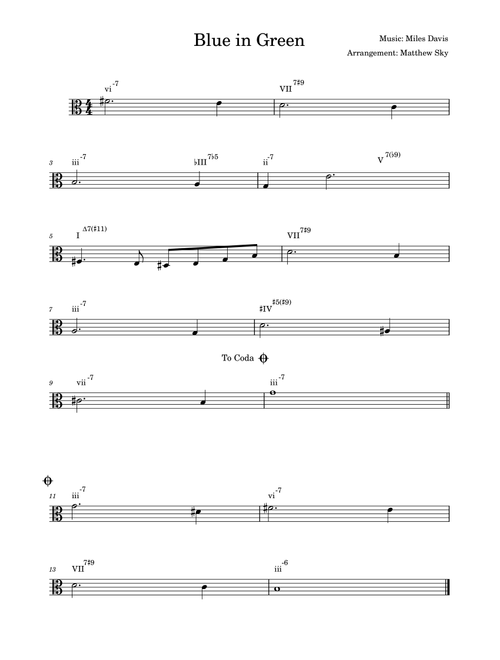 Blue In Green (Arr. Matthew Sky) - Miles Davis (Small Ensemble)