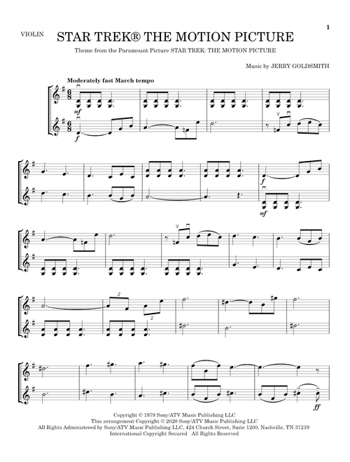 Star Trek The Motion Picture - Jerry Goldsmith (Violin Duet)