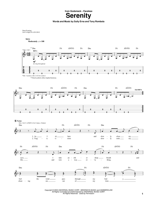 Serenity - Godsmack (Guitar Tab)