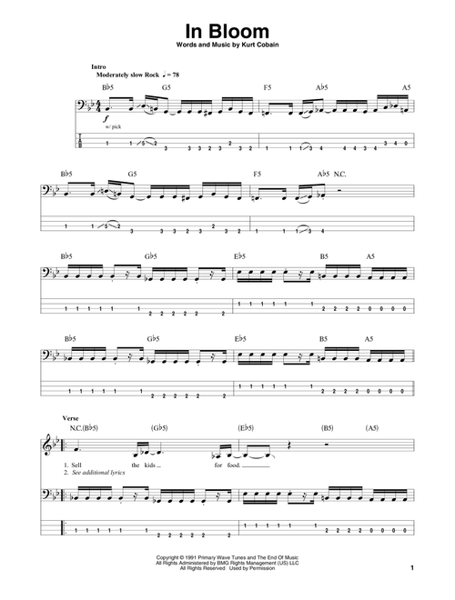 In Bloom - Nirvana (Bass Tab)