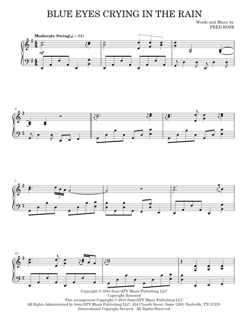 Blue Eyes Crying In The Rain - Elvis Presley, Willie Nelson (Piano Solo)
