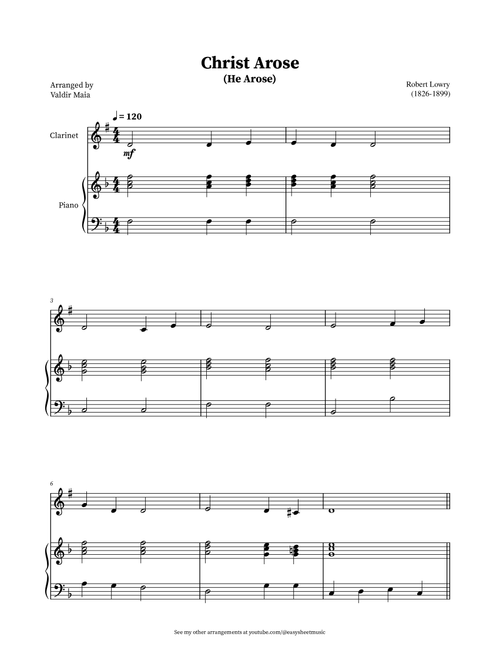 Christ Arose (He Arose) -  Clarinet and Piano (Arr. Valdir Maia) - Robert Lowry (Clarinet and Piano)