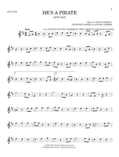 He's A Pirate (from Pirates Of The Caribbean: The Curse of the Black Pearl) - Klaus Badelt, Hans Zimmer, Geoffrey Zanelli (Alto Sax Solo)