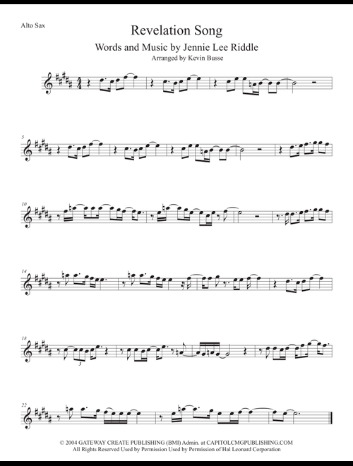 Revelation Song (Arr. Kevin Busse) - Jennie Lee Riddle (Alto Sax Solo)