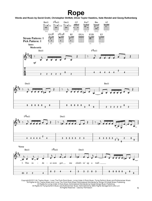 Rope - Foo Fighters (Easy Guitar with TAB)