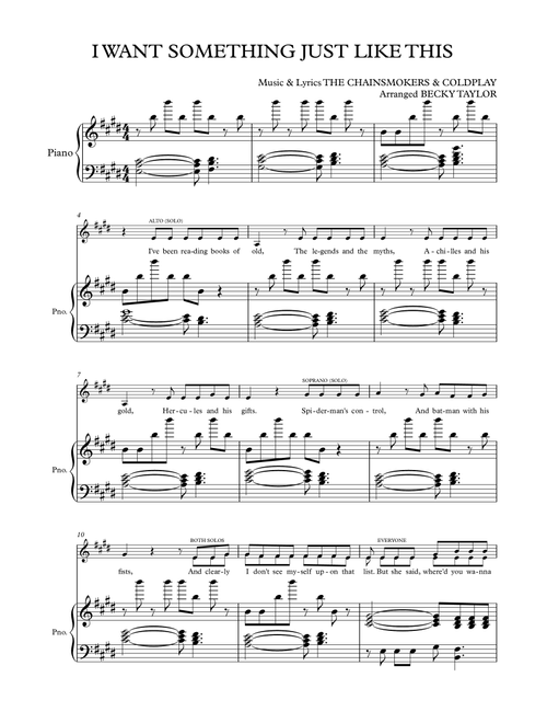 Something Just Like This (Arr. Becky Taylor) - The Chainsmokers & Coldplay (Choral, SA)