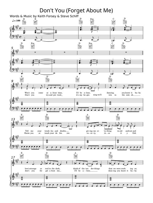 Don't You (Forget About Me) - Keith Forsey and Steve Schiff
