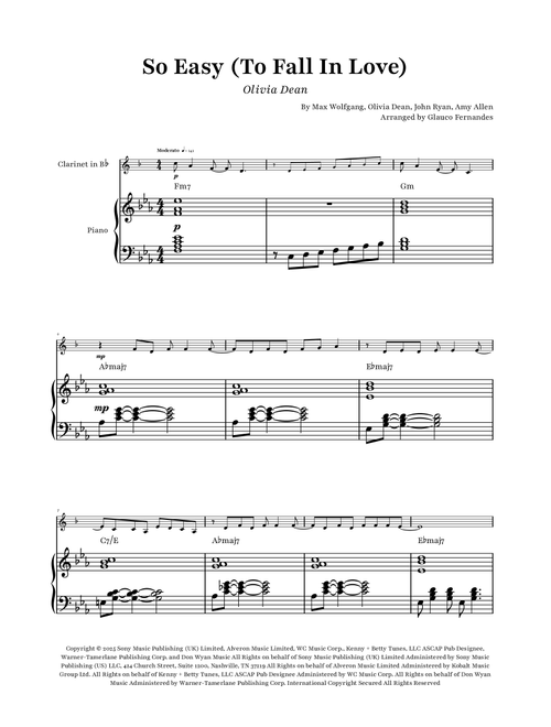 So Easy (To Fall In Love) (Arr. Glauco Fernandes) - Olivia Dean (Clarinet and Piano)