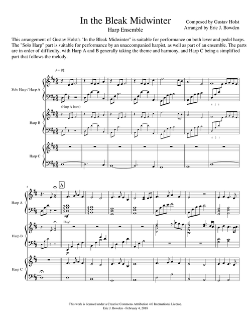 In the Bleak Midwinter for Harp Ensemble