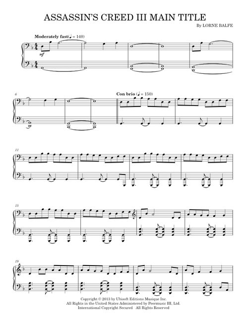 Assassin's Creed III - Main Theme - Lorne Balfe (Piano Solo)