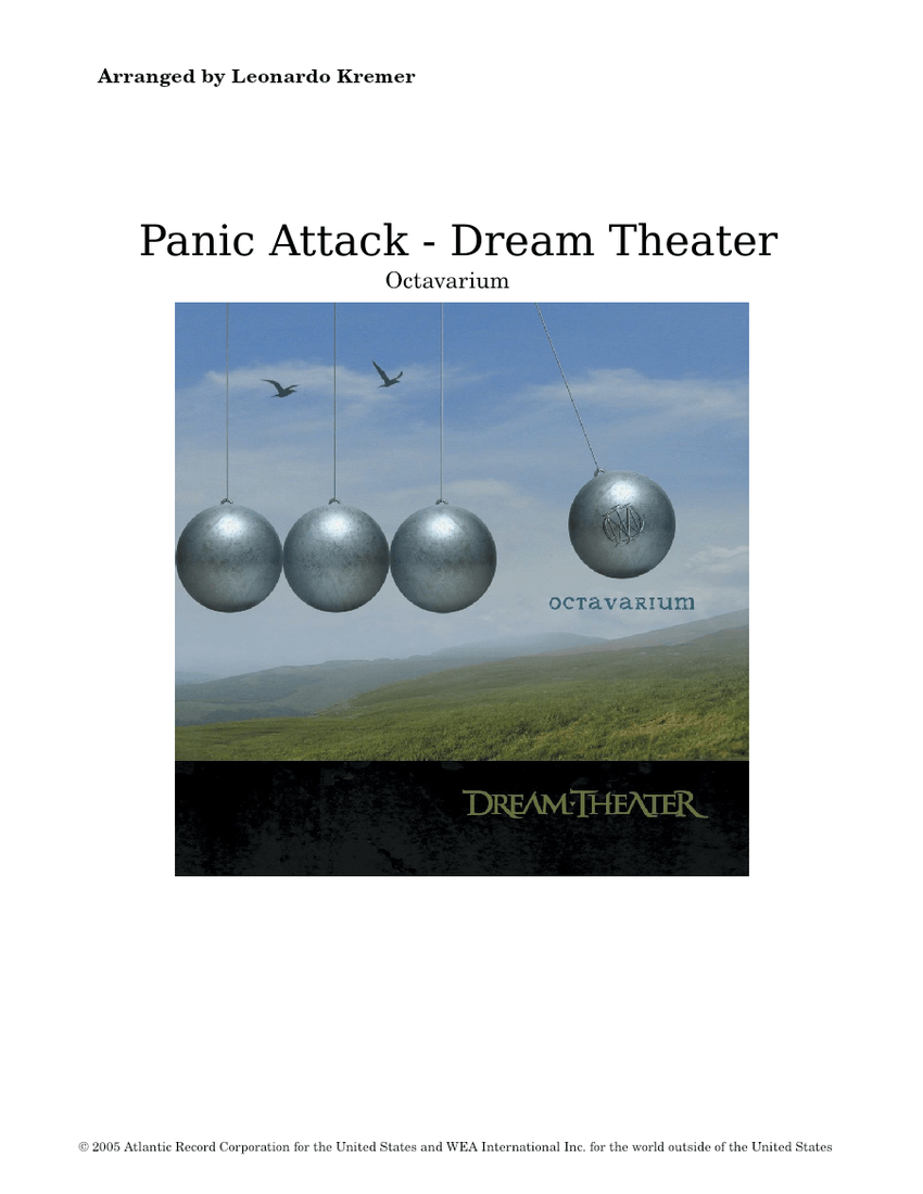 Panic Attack Dream Theater Sheet Music for Piano, Bass guitar, Drum