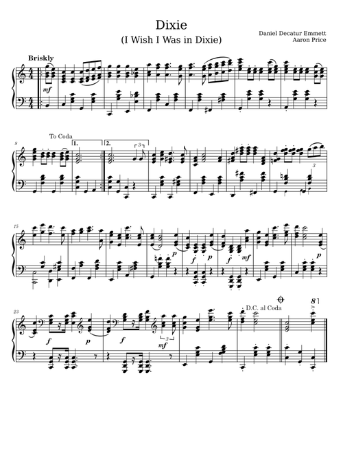 Dixie (I Wish I Was In Dixie) – Daniel Decatur Emmett
