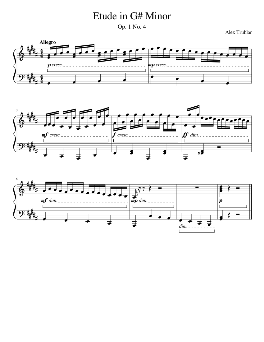 Etude in G# Minor Sheet music for Piano (Solo) Easy | Musescore.com