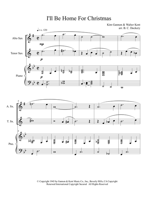 I'll Be Home For Christmas (Arr. B. C. Dockery) - Rascal Flatts (Instrumental Duet and Piano)