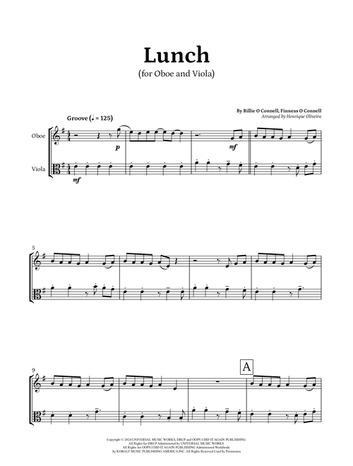 Lunch (Arr. Henrique Oliveira) - Billie Eilish (Instrumental Duet)