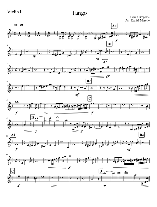 4983304 Underground Tango Goran Bregovic String Quartet Violin I