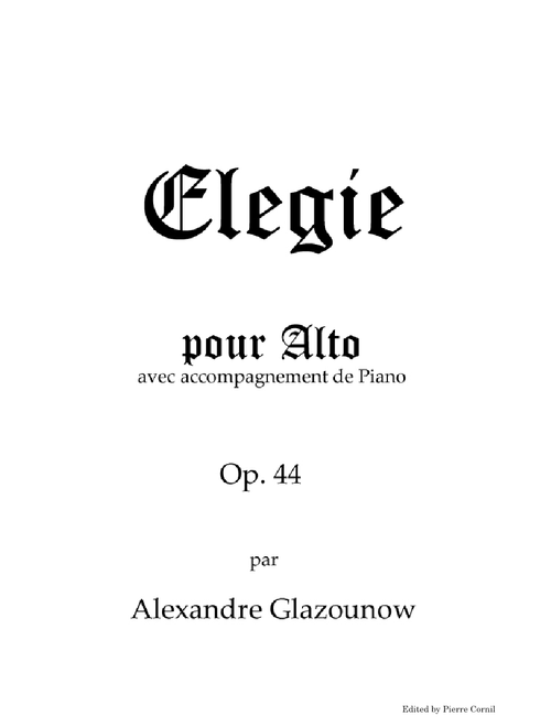 Elegie Op. 44 – Aleksandr Glazunov Elégie Glazunov