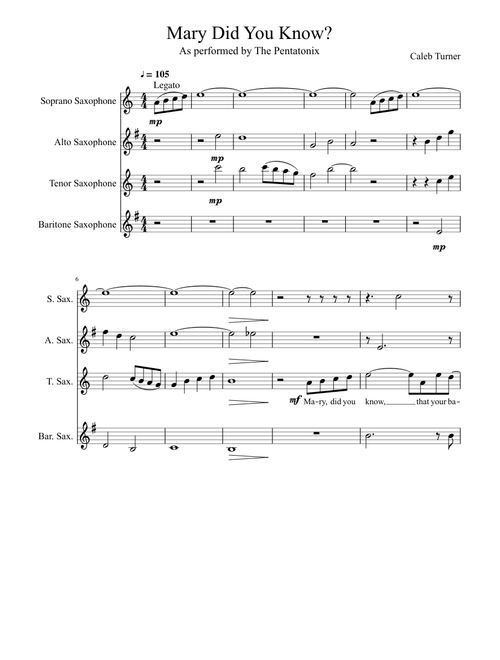 Mary Did You Know? Sax Quartet