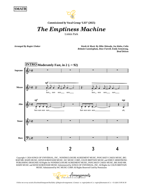 The Emptiness Machine (Arr. Rogier Ijmker) - Linkin Park (Choral, 5-Part)