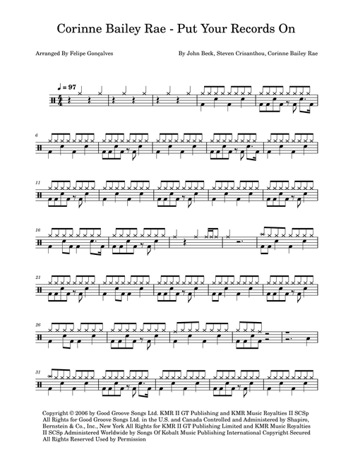 Put Your Records On (Arr. The Ninja) - Corinne Bailey Rae (Drums)