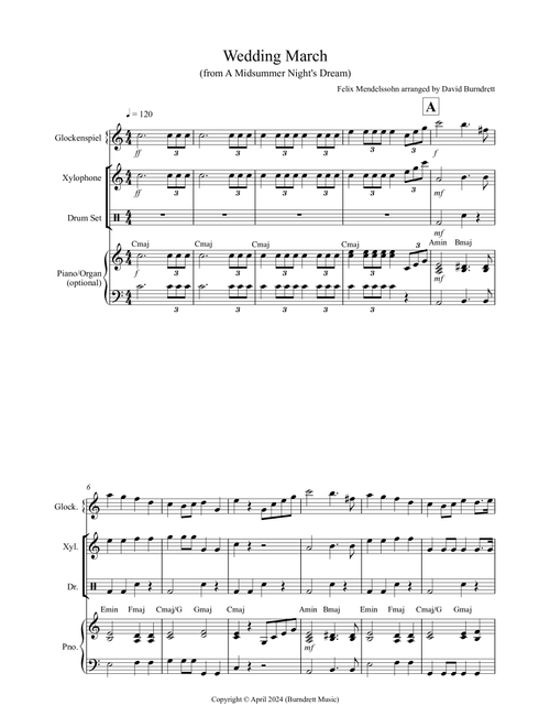 Wedding March (from A Midsummer Night's Dream) for Glockenspiel and Xylophone Duet (Arr. David Burndrett) - Felix Mendelssohn (Instrumental Duet)