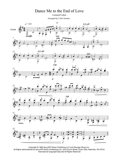 Dance Me To The End Of Love (Arr. Colin Tommis) - Madeleine Peyroux (Solo Guitar)