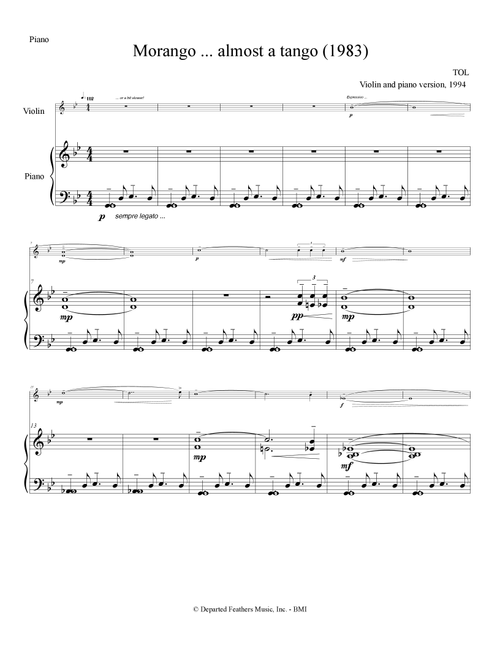 Morango ... almost a tango (1994 version for violin and piano) piano part - Thomas Oboe Lee (Violin and Piano)