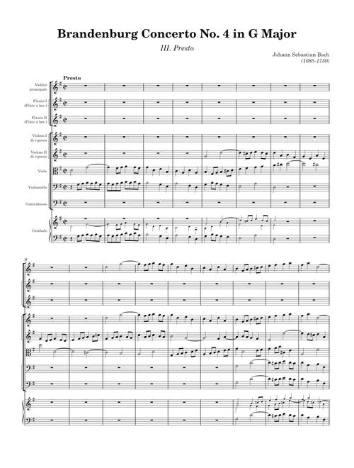 Bach - Brandenburg Concerto No. 4 in G Major (BWV 1049): III. Presto