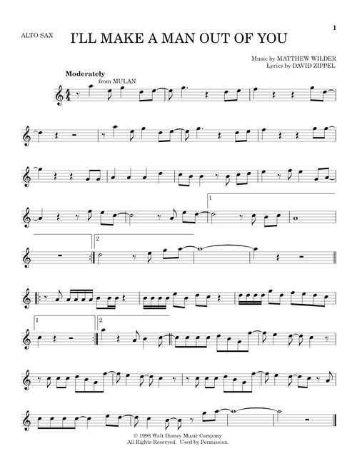 I'll Make A Man Out Of You (from Mulan) - David Zippel (Alto Sax Solo)