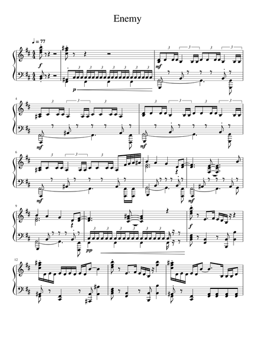 Enemy – Imagine Dragons x J.I.D Arcane (League of Legends) Piano Solo