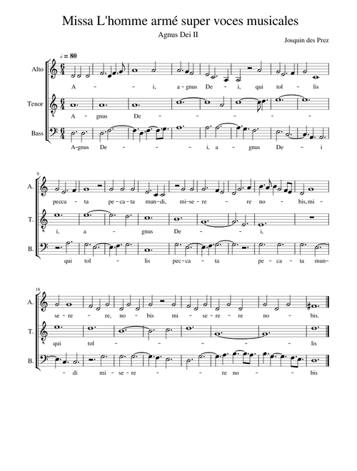 Josquin des Prez: Missa L'homme armé super voces musicales, Agnus Dei II