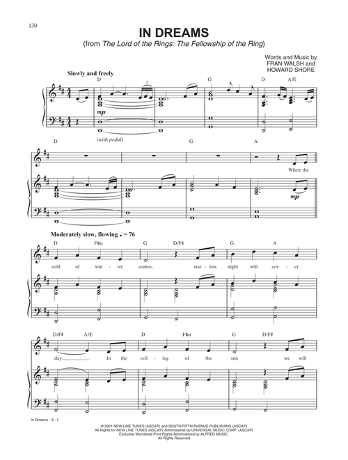 In Dreams (from The Lord Of The Rings: The Fellowship Of The Ring) - Howard Shore, Fran Walsh (Piano Vocal)