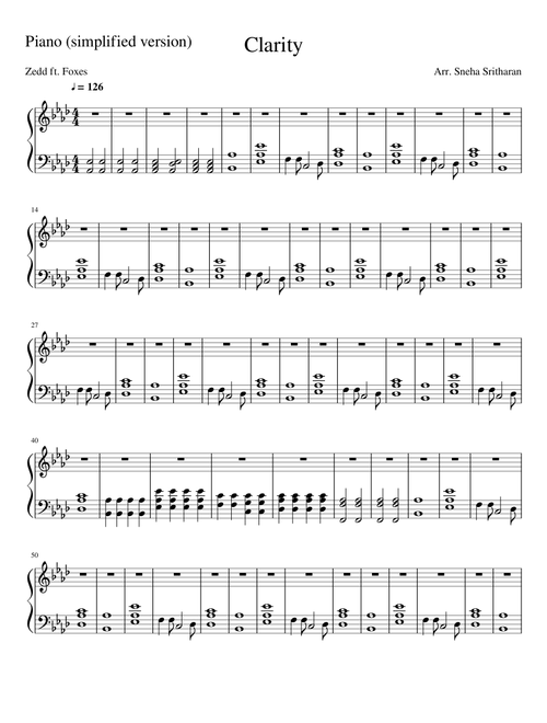 Clarity - Piano (simplified version)