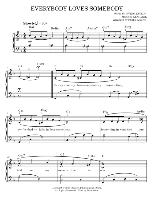 Everybody loves somebody - Dean Martin (Easy Piano)
