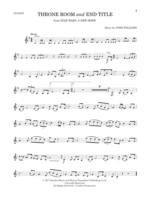 Throne Room and End Title (from Star Wars: A New Hope) - John Williams (Trumpet Solo)