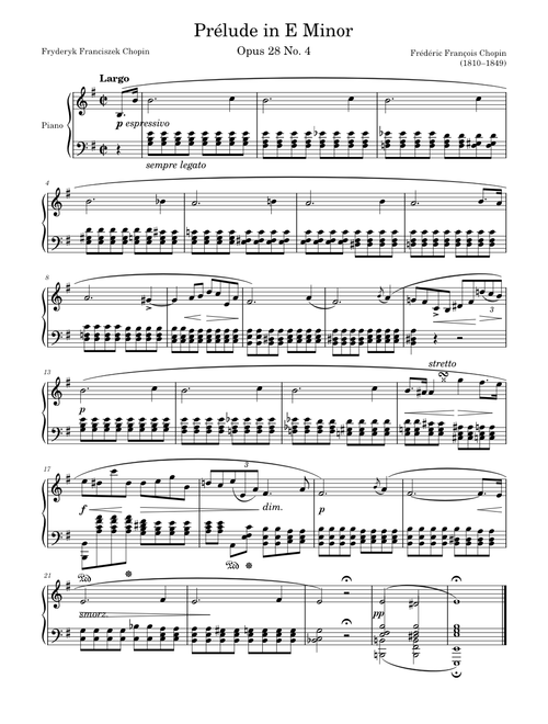 Prélude Opus 28 No. 4 in E Minor – Chopin