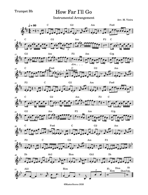 How Far I'll Go (Arr. M. Vieira) - Alessia Cara (Trumpet Solo)