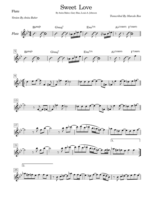 Sweet Love (Arr. Transcribed By Marcelo Rea) - Anita Baker (Flute Solo)