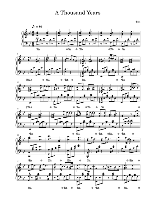 A thousand years – Christina Perri A Thousand Years for Piano Solo