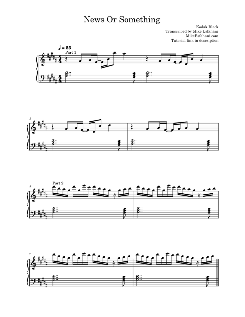 News Or Something - Kodak Black Sheet music for Piano (Solo) Easy