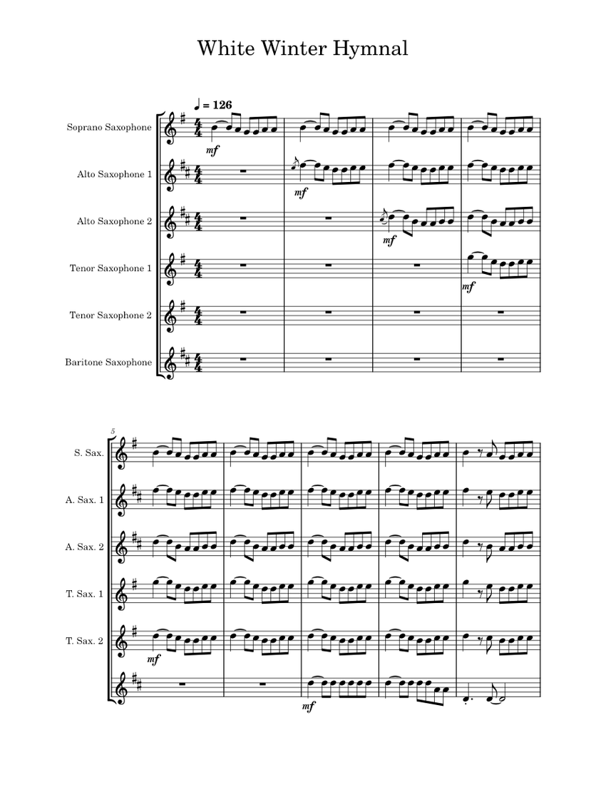 White winter hymnal Pentatonix Sheet music for Saxophone alto