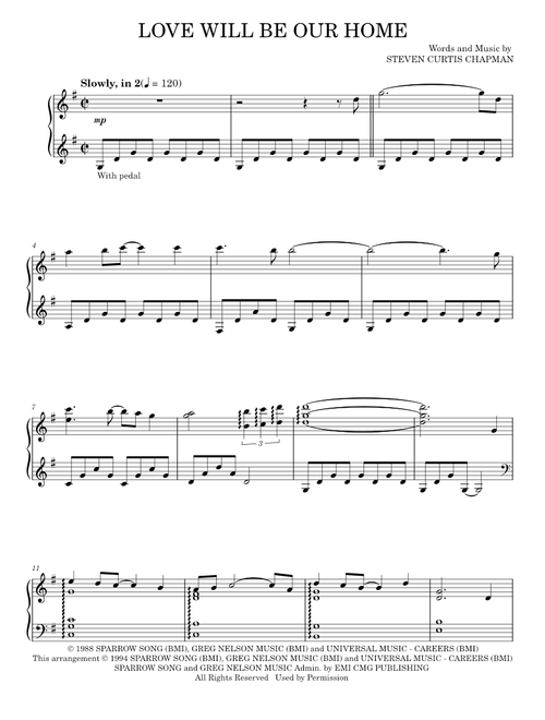 Love Will Be Our Home - Sandi Patty, Steven Curtis Chapman (Piano Solo)