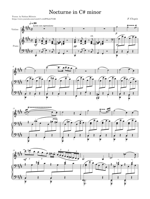 Nocturne No 20 in C sharp minor – F. Chopin