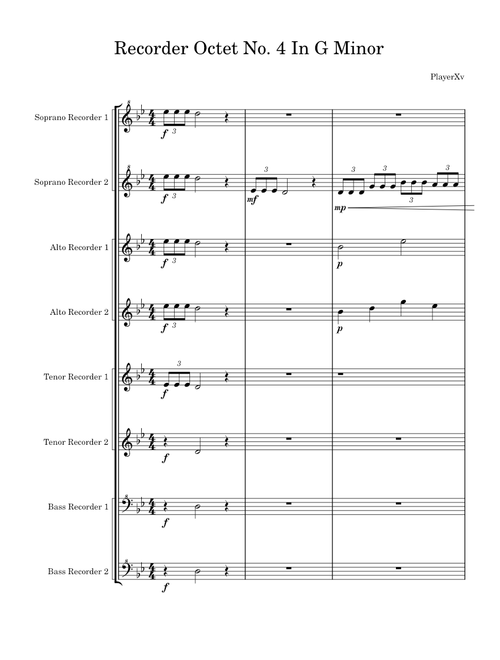 Recorder Octet No 4 in G Minor Part II